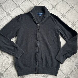 Saville Row London  Men's Zip Up Sweater - Dark Gray